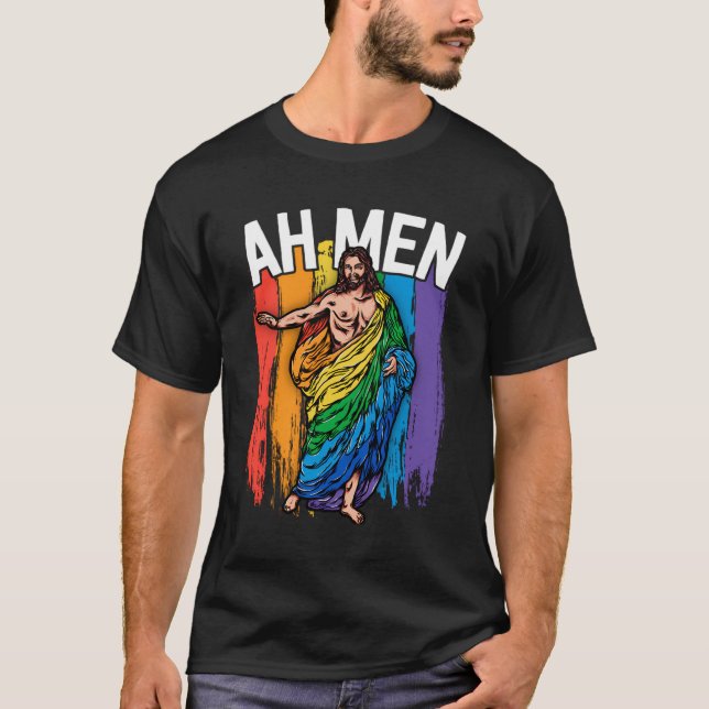 Ah Men Gay Jesus Camisa Engraçada Lgbtq Camisas Pr (Frente)