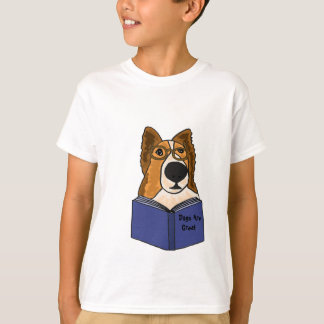 AH- Sheltie Dog Lendo uma Camisa de Livro