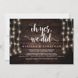 Ah sim, fizemos, Convite de Casamento Rústico Fuga