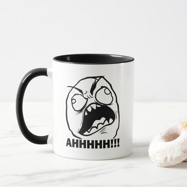 Ahhh!! Caneca de café de Meme da cara da raiva (Com Donut)