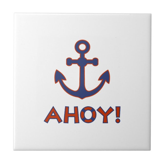 AHOY! Boia + Design de Âncora Vermelho+Azul (Frente)
