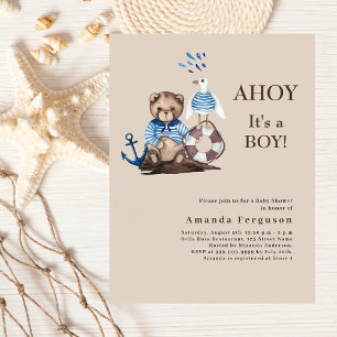 Ahoy boy ursinho marinheiro beige Chá de fraldas c