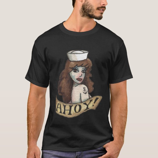 AHOY! Camiseta da menina do marinheiro (Frente)