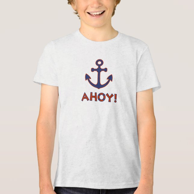 AHOY! Design de Bóia + Âncora Vermelho+Azul (Frente)