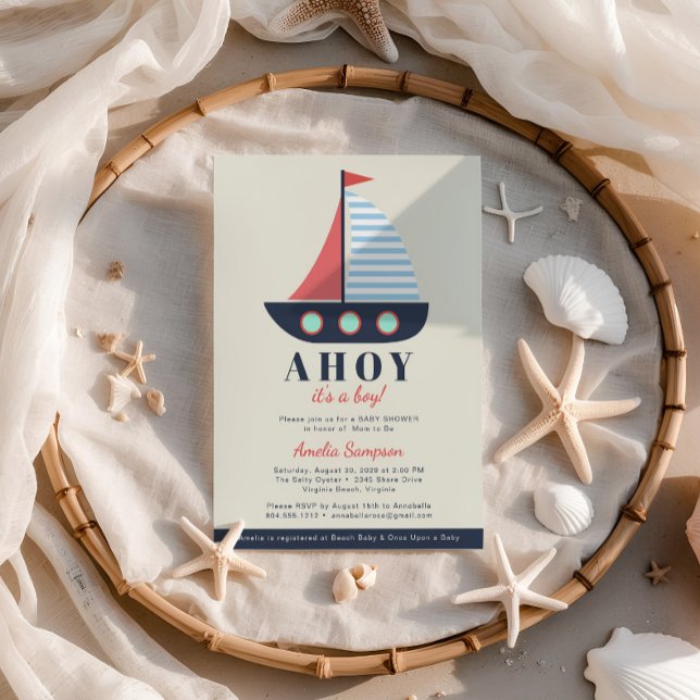 Ahoy, é um convite para Chás de fraldas (Ahoy Its a Boy Baby Shower Invitation )