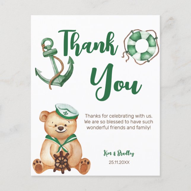 Ahoy é um garoto, chá de fraldas de ursinho de pel (Frente)