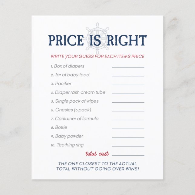 Ahoy, é um jogo de preços do Chá de fraldas náutic (Frente)