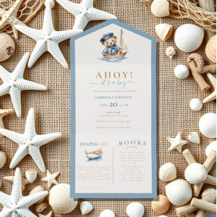 Ahoy, é um menino! Chá de fraldas náutico minimali
