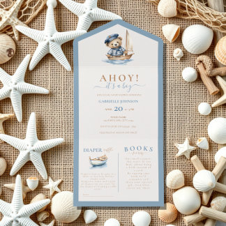 Ahoy, é um menino! Chá de fraldas náutico minimali