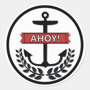 Ahoy - etiqueta redonda clássica, lustrosa