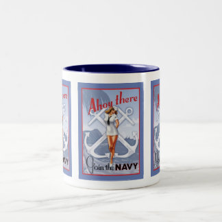 Ahoy lá! Caneca do Pin-Acima do marinho
