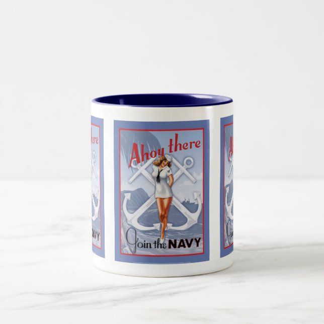 Ahoy lá! Caneca do Pin-Acima do marinho (Centro)
