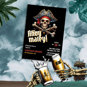 Ahoy Matey! Convite de Aniversário do Pirata do Cr
