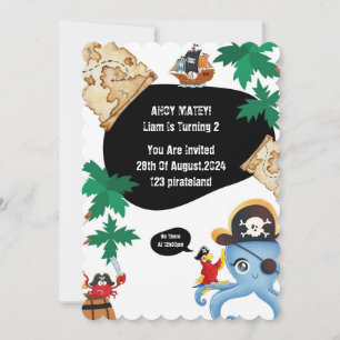 AHOY MATEY PIRATE CONVITE DE ANIVERSÁRIO PARA MENI