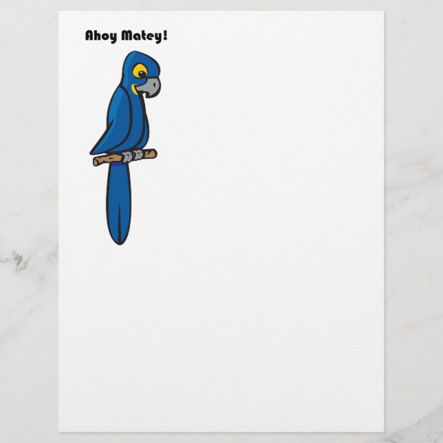 Ahoy Matey Pirate Parrot Cartoon, Pássaro Macaw En (Frente)
