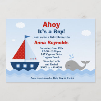Ahoy seu um convite do chá de fraldas do menino