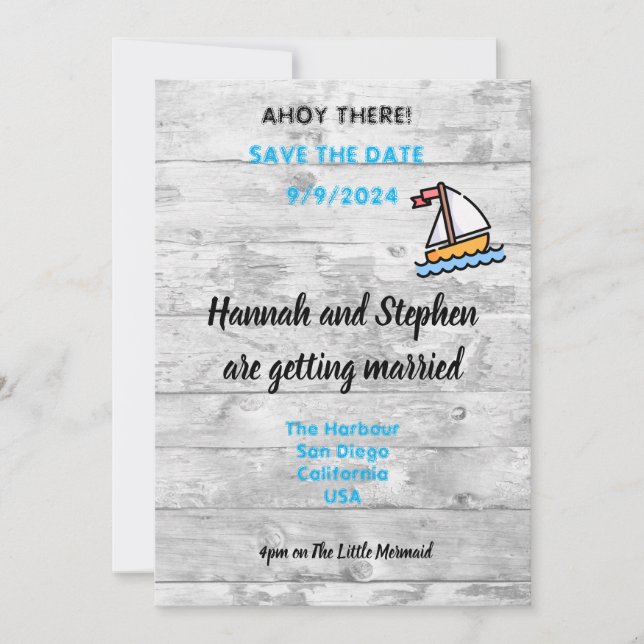 Ahoy! Tema de iate Salvar o cartão Data (Frente)