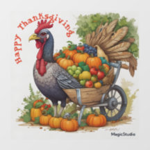 AI Turquia & Wheelbarrow Janela de Ação de Graças 