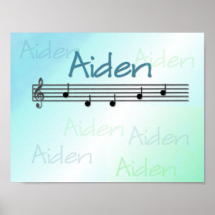 Aiden Musical Name Nursery Room Poster
