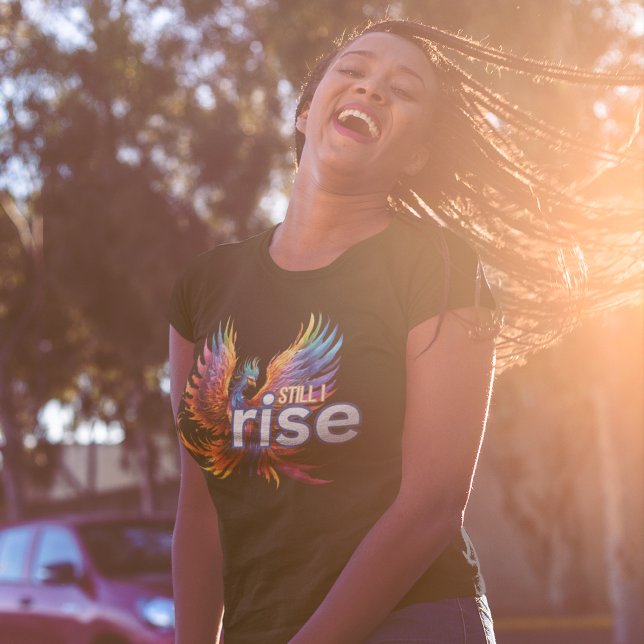 Ainda Levanto Camisa De Três Blendas Phoenix (Empower yourself and others with this colorful, "Still I RIse" tri-blend shirt! )