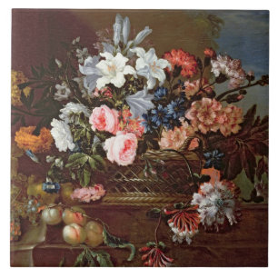 Ainda vida das flores em uma cesta