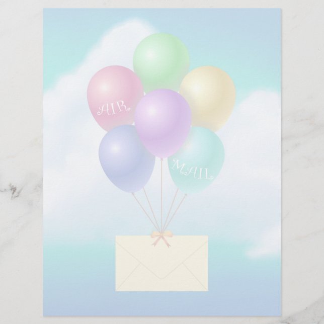 Air Mail - Folha de Papel de 8,5" x 11" (Frente)