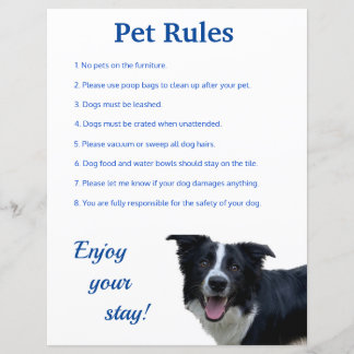 Airbnb Vrbo Pet Rules Sinal Modelo Home Flyer