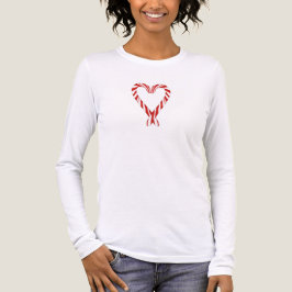Airbrushed Candy Cane Heart Long Sleeve Tee