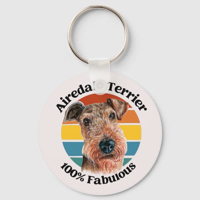 Airedale Terrier, chaveiro de citação engraçada (Frente)