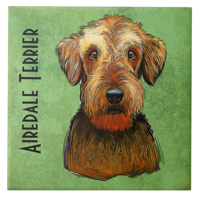 Airedale Terrier pintado à mão (Frente)