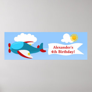 Airplane Banner Boy Birthday Banner Poster
