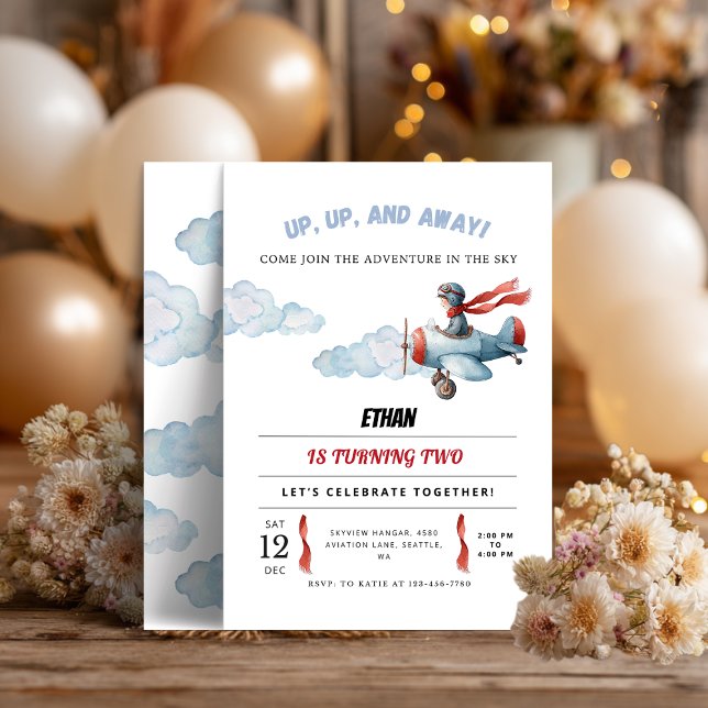 Airplane Birthday Invitation | Up Up and Away (Criador carregado)