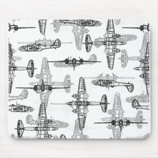 Airplane Blueprint 1 Mouse Pad (Frente)
