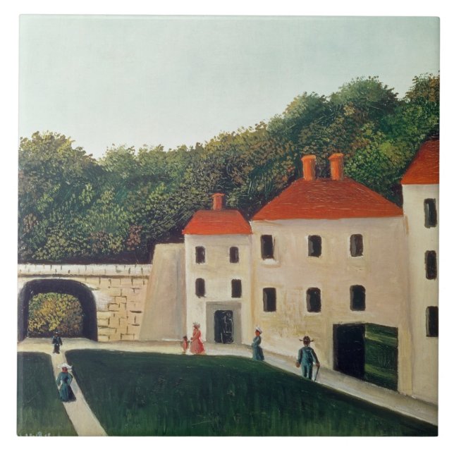 Ajardine com um arco e os três Casa, 1907 (óleo (Frente)