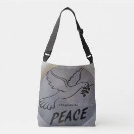 Ajustável A bolsa apresenta pomba da paz e escritura.