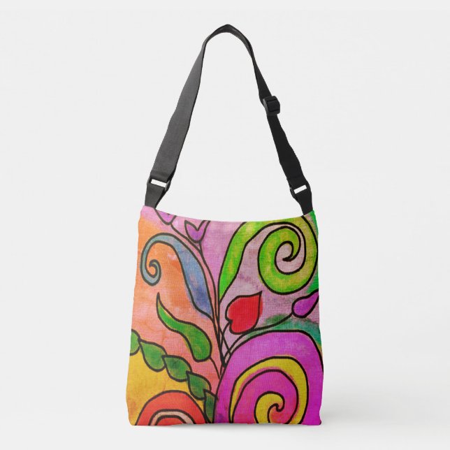Ajustável Abstrato Floral Bolsa colorido (Frente)
