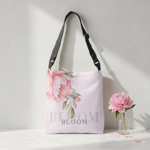 Ajustável Blush Rosa Peônia Floral   Bolsa Elegante de Aquar