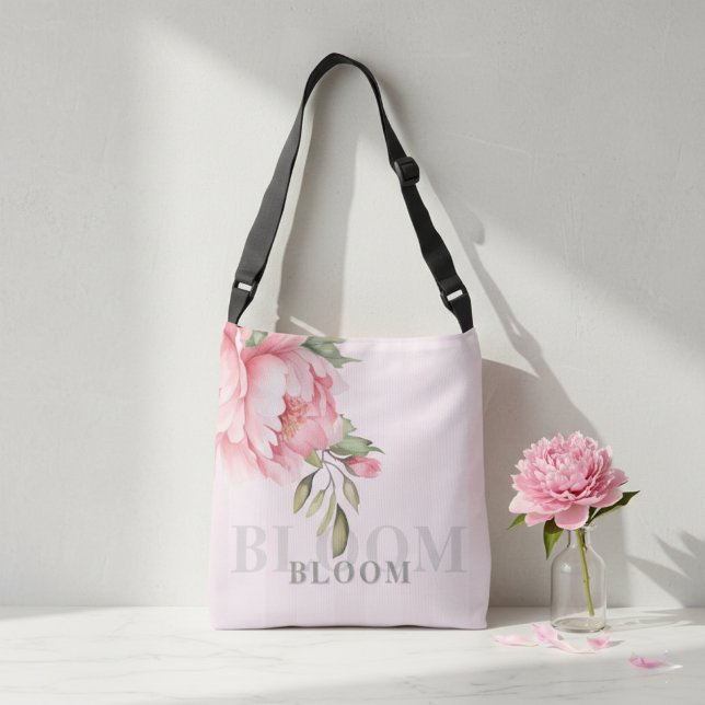 Ajustável Blush Rosa Peônia Floral | Bolsa Elegante de Aquar (Criador carregado)