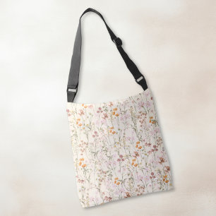 Ajustável Boho Wildflower All-Over-Impressão Beige Bolsa