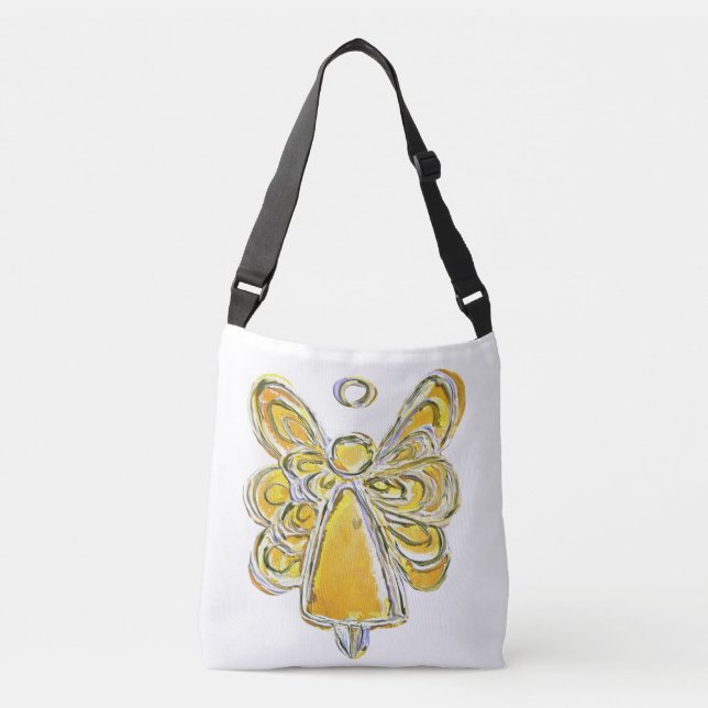 Ajustável Bolsa Anjo da Guarda Amarela Arte Bolsa Transversa (Frente)