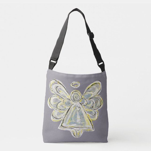Ajustável Bolsa Anjo da Guarda Branco Arte Bolsa Transversal (Frente)
