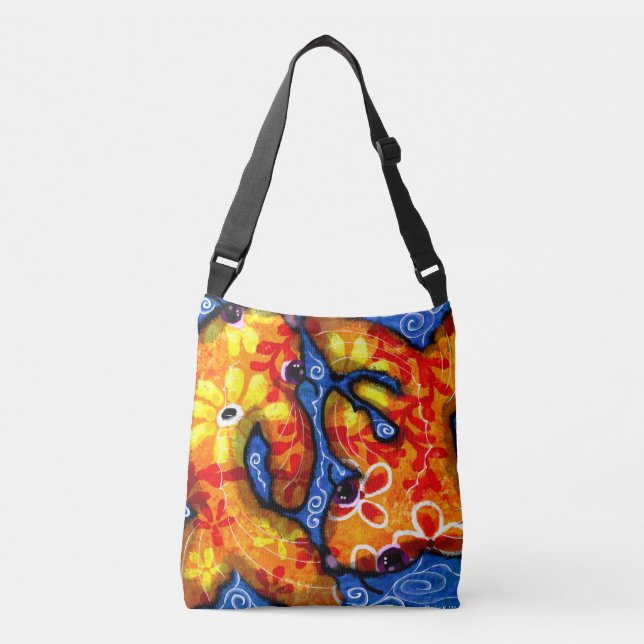 Ajustável Bolsa de Corpo Cruzado - Abstrato de Peixe Koi (Frente)