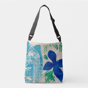 Ajustável Bolsa de Corpo Cruzado de Flor Azul