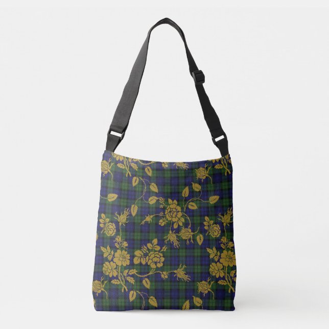 Ajustável Bolsa de corpo cruzado em Blackwatch Rococo Tartan (Frente)