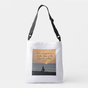 Ajustável Bolsa de ombro com pôr do sol sereno com Salmo 113
