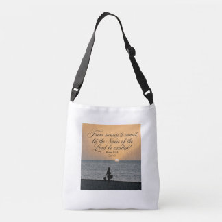 Ajustável Bolsa de ombro com pôr do sol sereno com Salmo 113