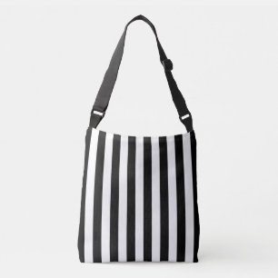 Ajustável bolsa de ombro de striping branco e preto