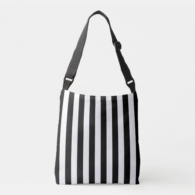 Ajustável bolsa de ombro de striping branco e preto (Frente)