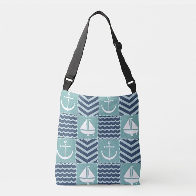 Ajustável Bolsa Estampada Quilt Náutico (Frente)
