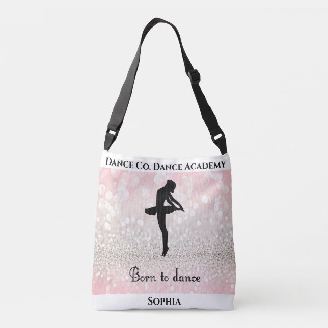 Ajustável Bolsa "Nascida Para Dançar" c/ Nome do Estúdio & N (Verso)